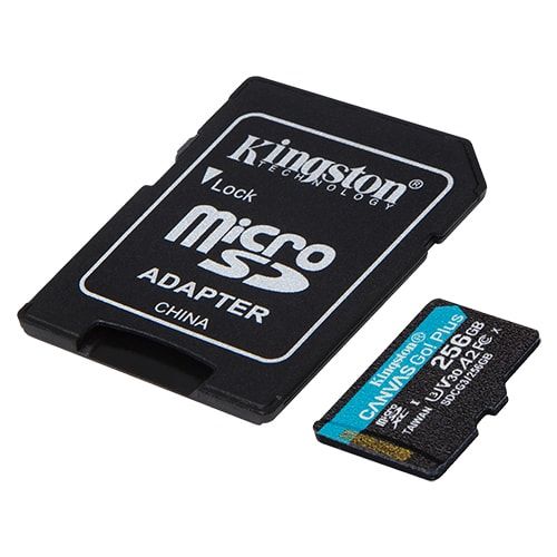 Kingston SDCG3/256GB MicroSD 256GB, Canvas Go! Plus, Class10 UHS-I U3 V30 A2, Read up to 170MB/s, Write up to 90MB/s, for 4K and FullHD video recording, w/SD adapter slika 2