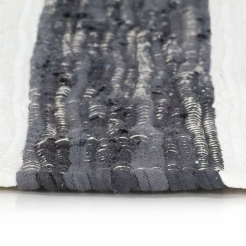 Ručno tkani tepih Chindi od pamuka 160 x 230 cm antracit-bijeli slika 13