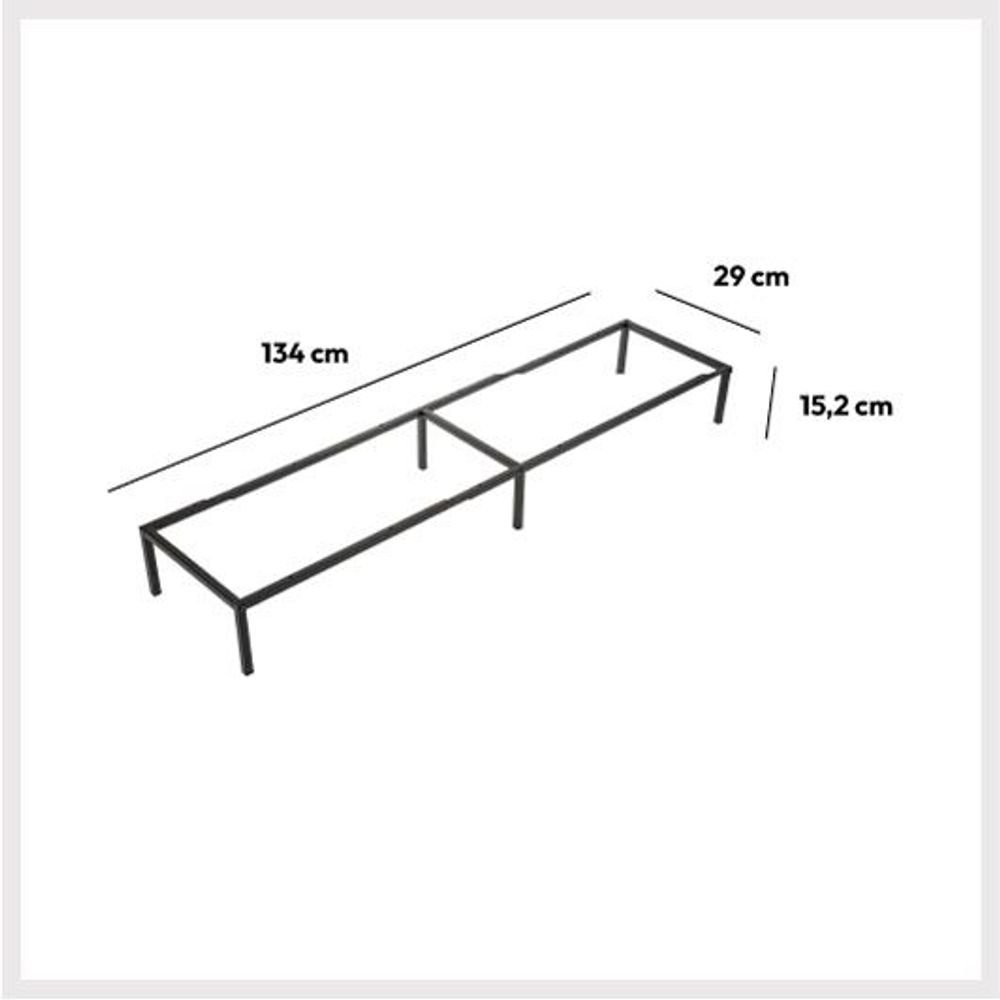Five modul za policu sa nogarama (134 x 29 x15.2 cm), metal, crna slika 2
