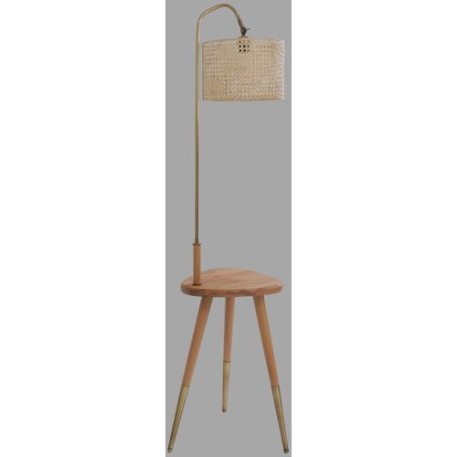 Demet Naturel Eskitme Lambader Silindir Rattan Abajurlu Copper Floor Lamp slika 4