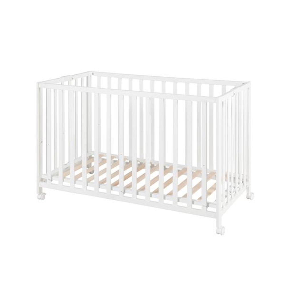 Roba Kids Drveni sklopivi krevetac 60x120 cm, Bijeli slika 2