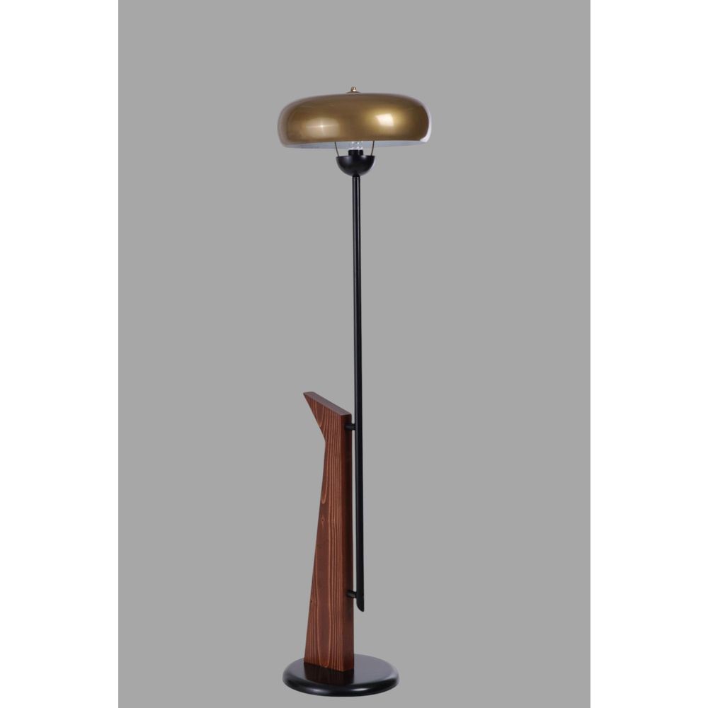 Opviq Podna lampa 692, zlatna, crna, orah slika 3