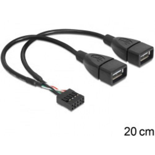 Delock USB kabel USB 2.0 8 polni konektor za stupove, USB-A utičnica 0.20 m crna UL certificiran 83292 slika 2