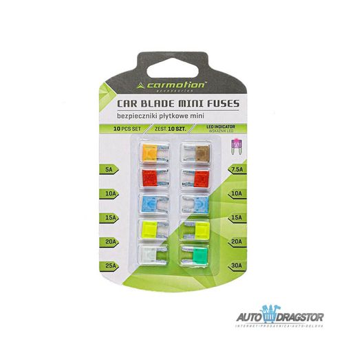 SET OSIGURAČA 10/1 MINI SA LED INDIKATOROM 5A - 1 kom 7.5A - 1 kom 10A - 2 kom 15A - 2 kom 20A - 2 k slika 1