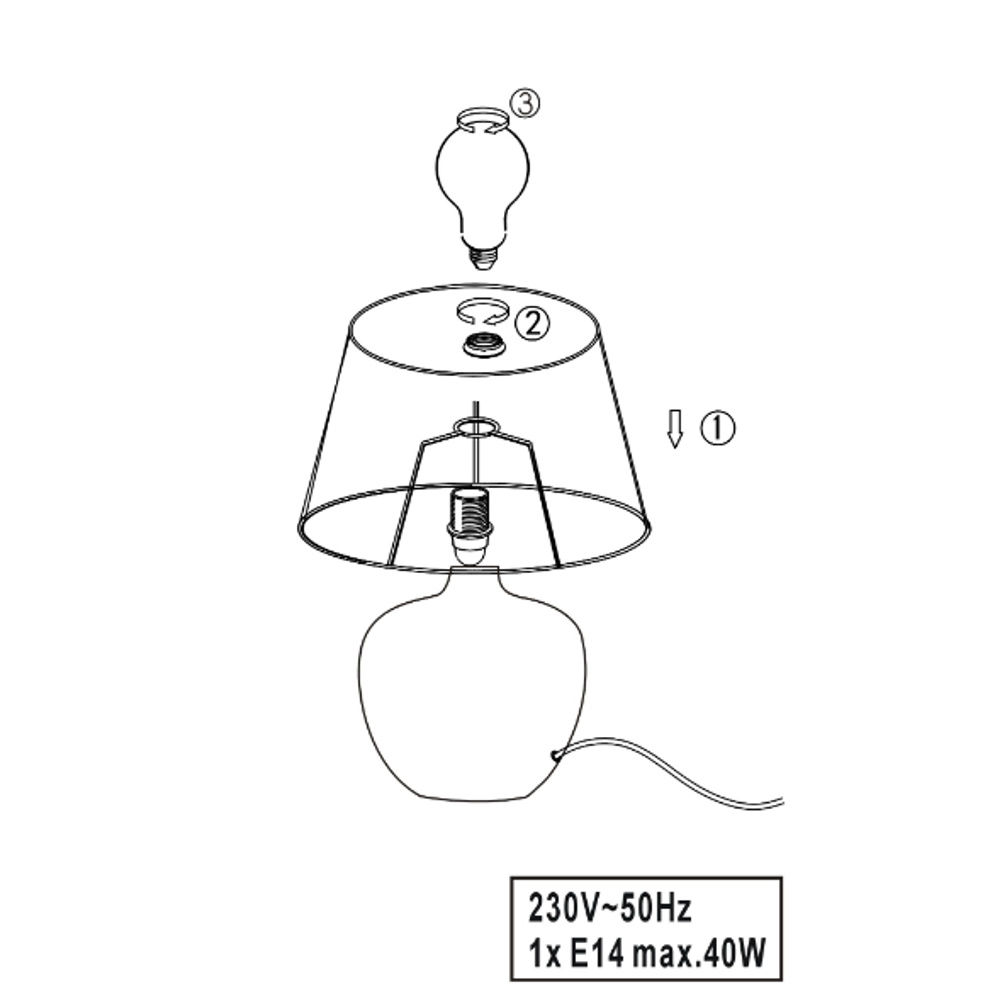 Luxor 26CM. SILVER  stona lampa slika 2