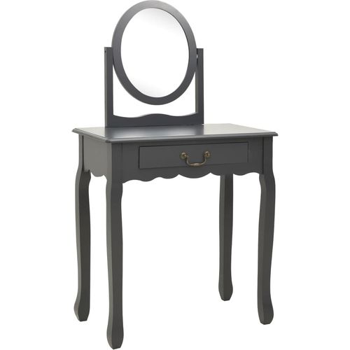 Toaletni stolić sa stolcem sivi 65x36x128 cm paulovnija i MDF slika 35