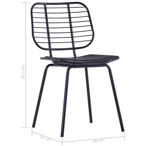 Stolice sa sjedalima od umjetne kože 6 kom crne čelične slika 10
