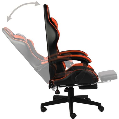 Igraća stolica s osloncem za noge crno-narančasta umjetna koža slika 12
