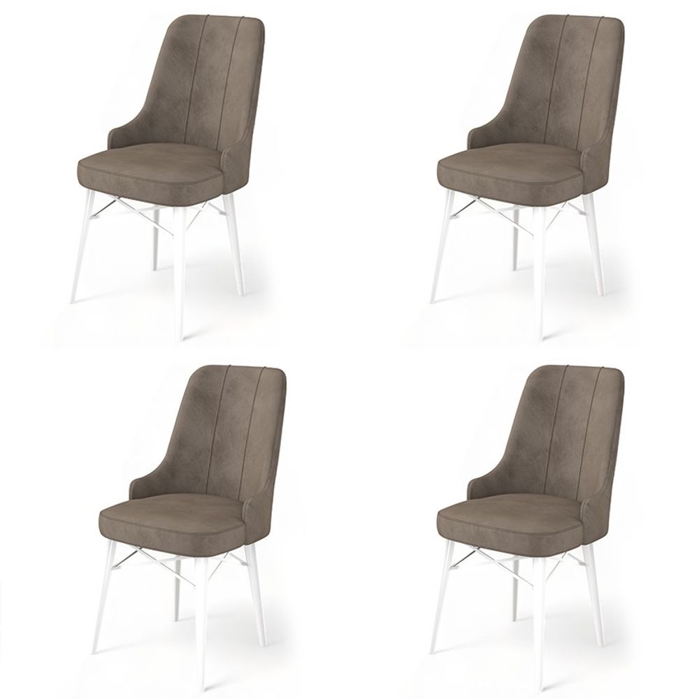 Pare - Cappuccino, Bijeli Set Stolica (4 Komada) slika 1
