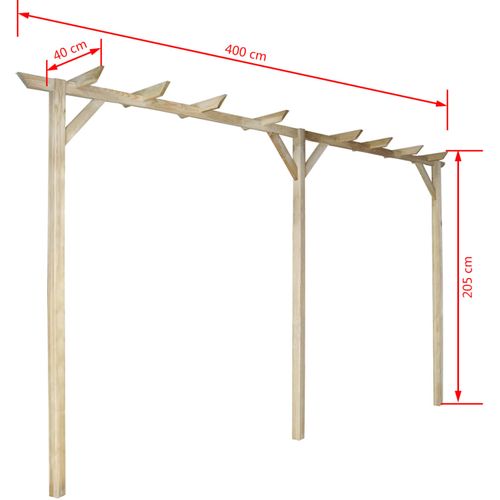 Vrtna pergola 400 x 40 x 205 cm drvena slika 20