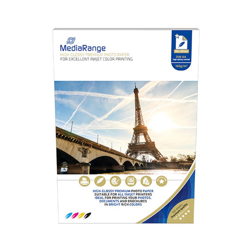 MediaRange FOTO PAPIR A4 100kom 160g SJAJNI za InkJet pisače , MRINK105 slika 1