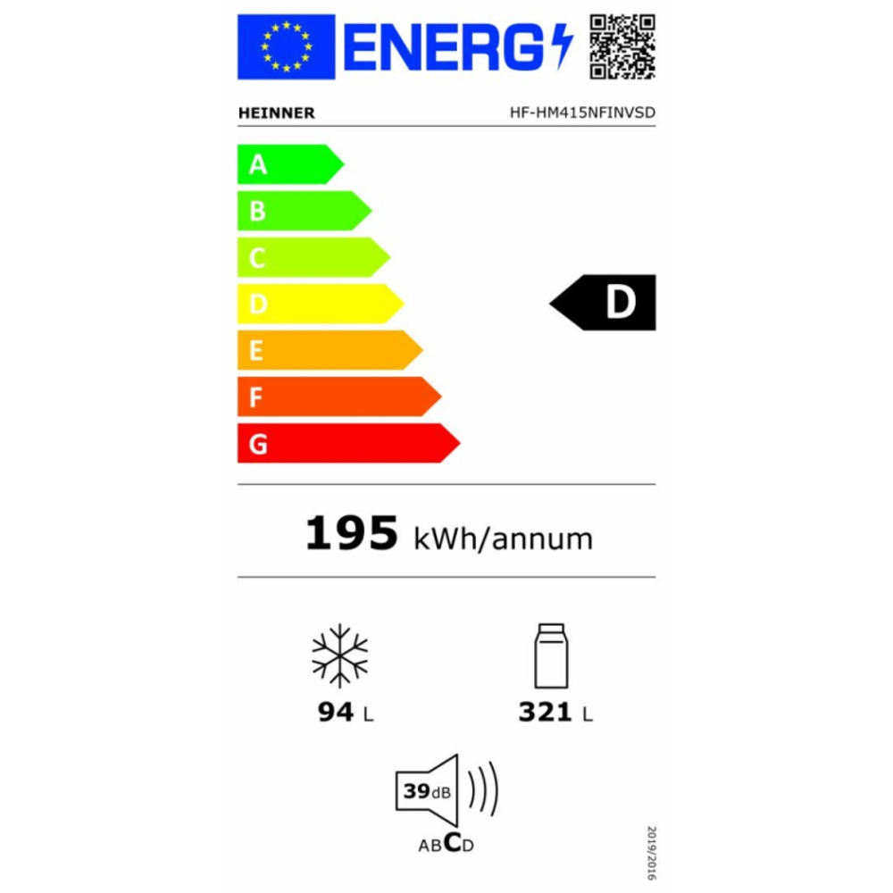 Heinner kombinirani hladnjak HF-HM415NFINVSD slika 3