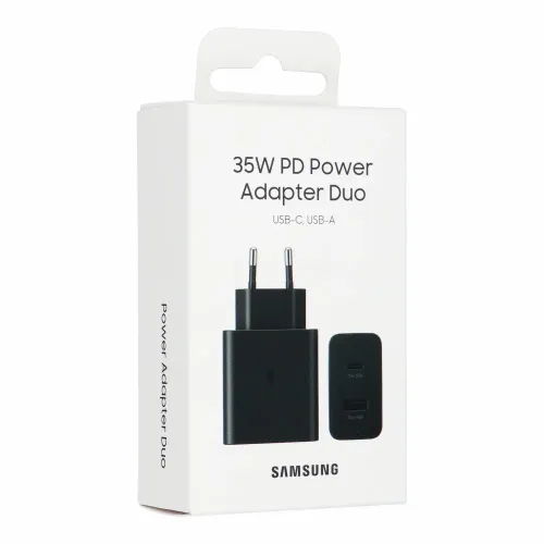 Originalni Samsung brzi punjač EP-TA220NBEGEU 1x USB C 1x USB A 3A 35W crni slika 1