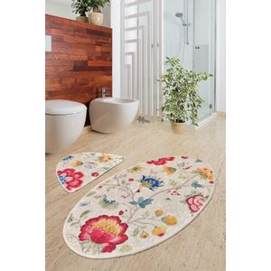 Arya Oval Multicolor Bathmat Set (2 Pieces)