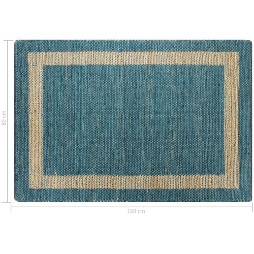 Ručno rađeni tepih od jute plavi 80 x 160 cm slika 14