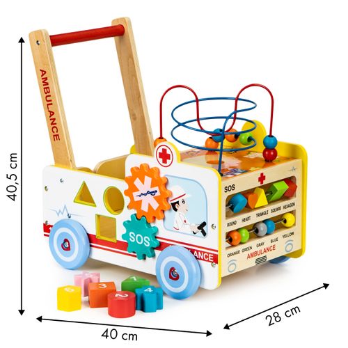 EcoToys multifunkcionalna drvena guralica ambulanta slika 7