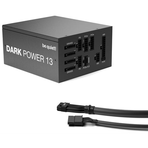 be quiet! BN333 DARK POWER 13 750W, 80 PLUS Titanium efficiency (up to 95.8%), ATX 3.0 PSU with full support for PCIe 5.0 GPUs and GPUs with 6+2 pin connector, Overclocking key switches between four 12V rails and one massive 12V rail slika 2