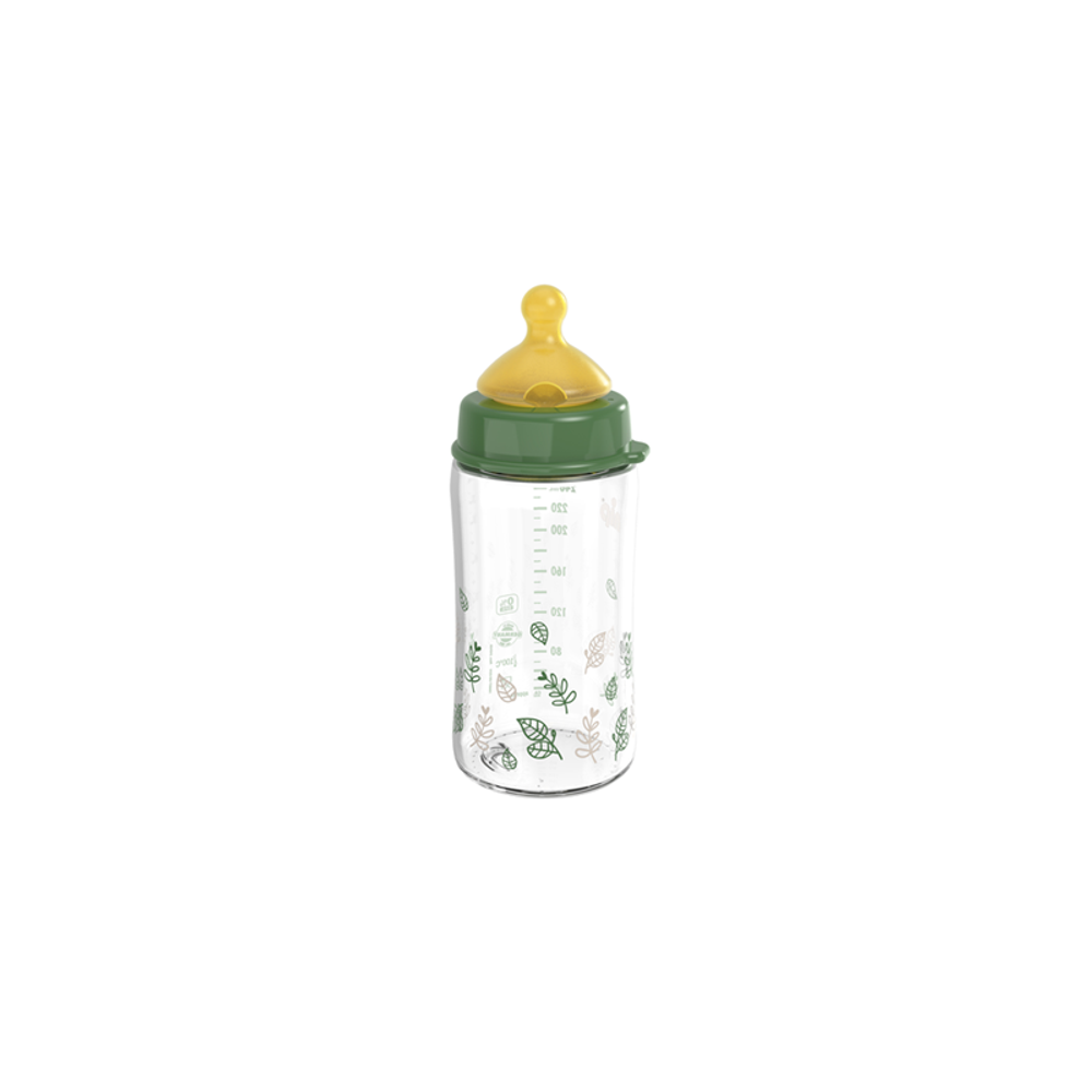 nip® Staklena flašica širokog grla Cherry Green 240ml 0m+, Green slika 2