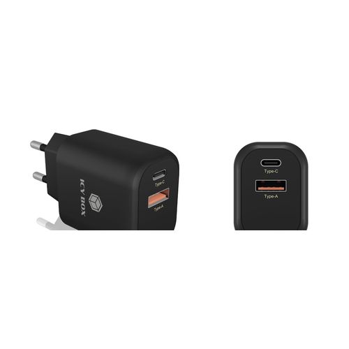 Icybox 2-portni USB Quick Charge 3.0 brzi punjač, 1xUSB-C, 1xUSB-A slika 2