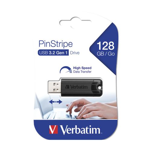 USB stick Verbatim 3.2 Gen1 #49319 128GB Pinstripe, crni slika 1