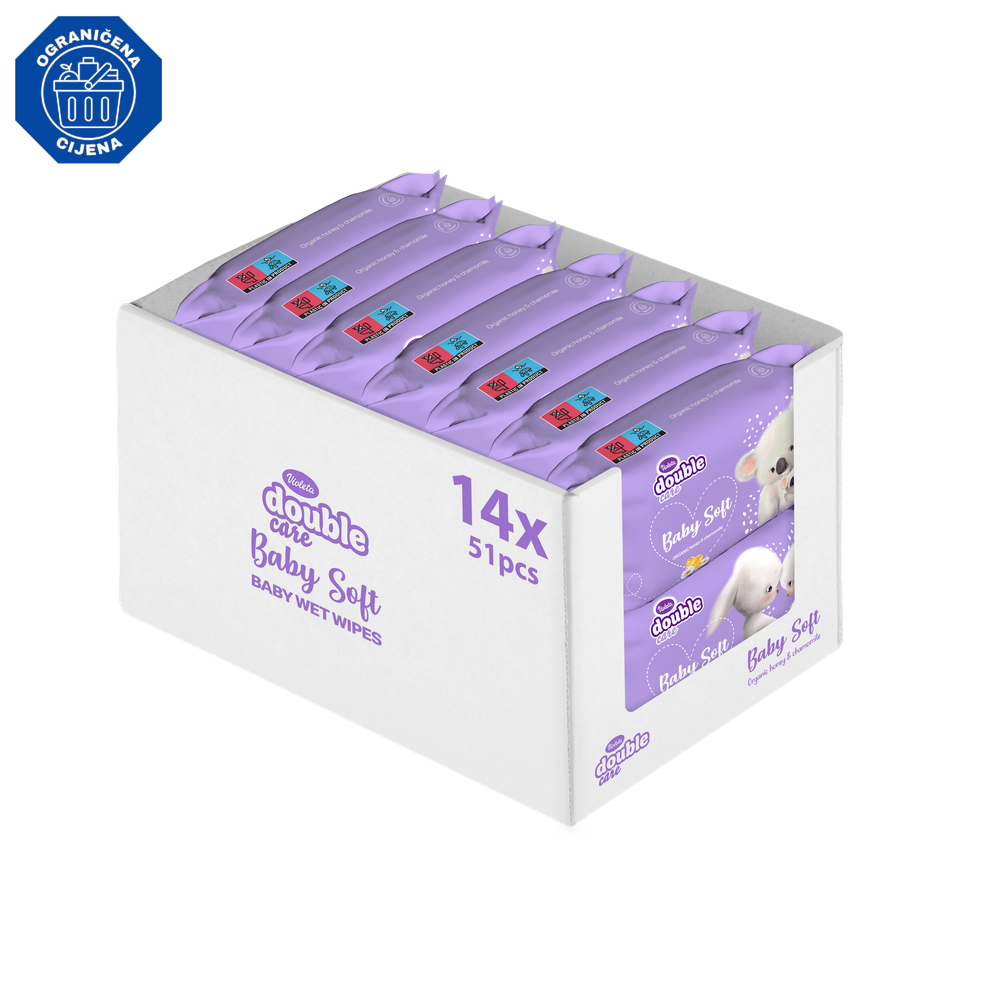 Violeta Baby Double Care vlažne maramice s medom i kamilicom 51/1, 14 komada XXL slika 1