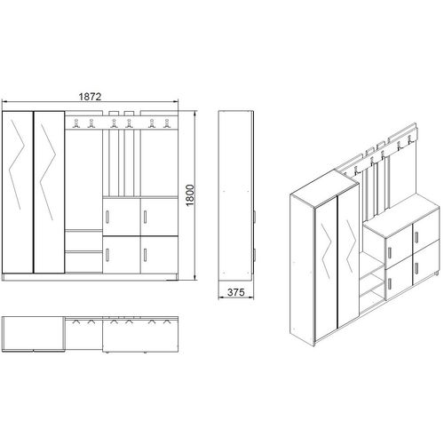 Hanah Home DD9 - AW Atlantic Pine White Hall Stand slika 6