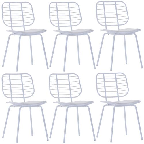 Stolice sa sjedalima od umjetne kože 6 kom bijele čelične slika 1