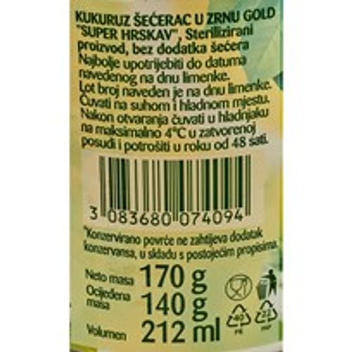 Bonduelle Gold Kukuruz šećerac 170g, ocjeđene mase 140g slika 2