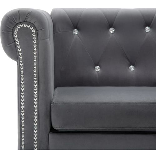 Dvosjed Chesterfield s baršunastom presvlakom 146 x 75 x 72 cm sivi slika 34