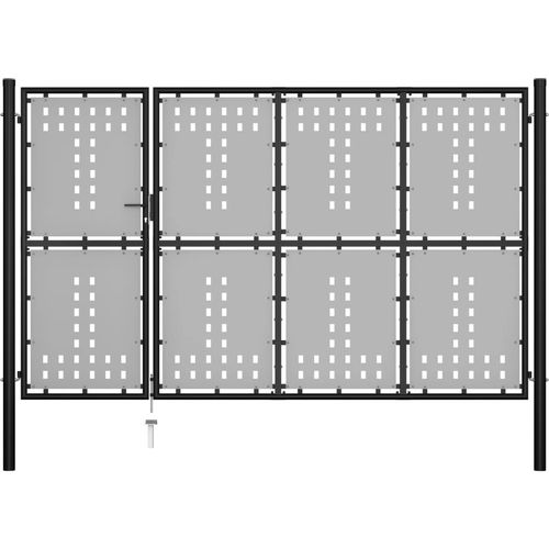 Vrtna vrata čelična 350 x 150 cm crna slika 6