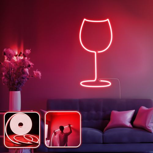 Opviq dekorativna zidna led svjetiljka, Wine Glass - Medium - Red slika 2