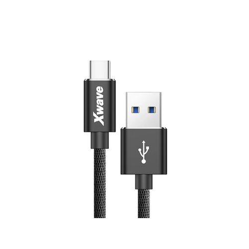 Xwave Kabl USB Tip C  muški na Tip A   muški  1.2M   3A, PVC crni pleteni slika 2