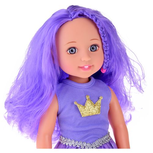 Lutka ljubičasta princeza s četkom za kosu 38cm slika 3