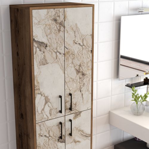 Woody Fashion Komoda s više namjena, Berlin A - Walnut, White Marble slika 4