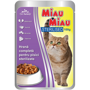 Miau Miau hrana za sterilne mačke Piletina Taurin 100g
