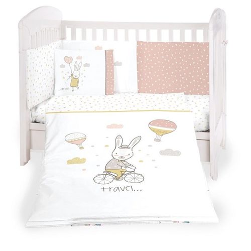 Kikka Boo Set posteljine + Ogradica Rabbits In Love 60x120cm slika 1