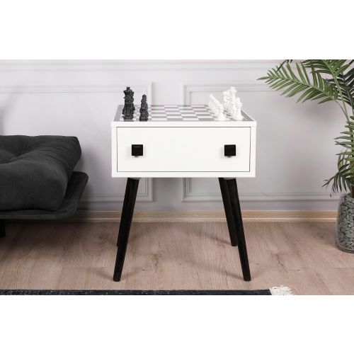 Woody Fashion Šahovski stol, Bijela boja Crno, Chesso - Black, White slika 2