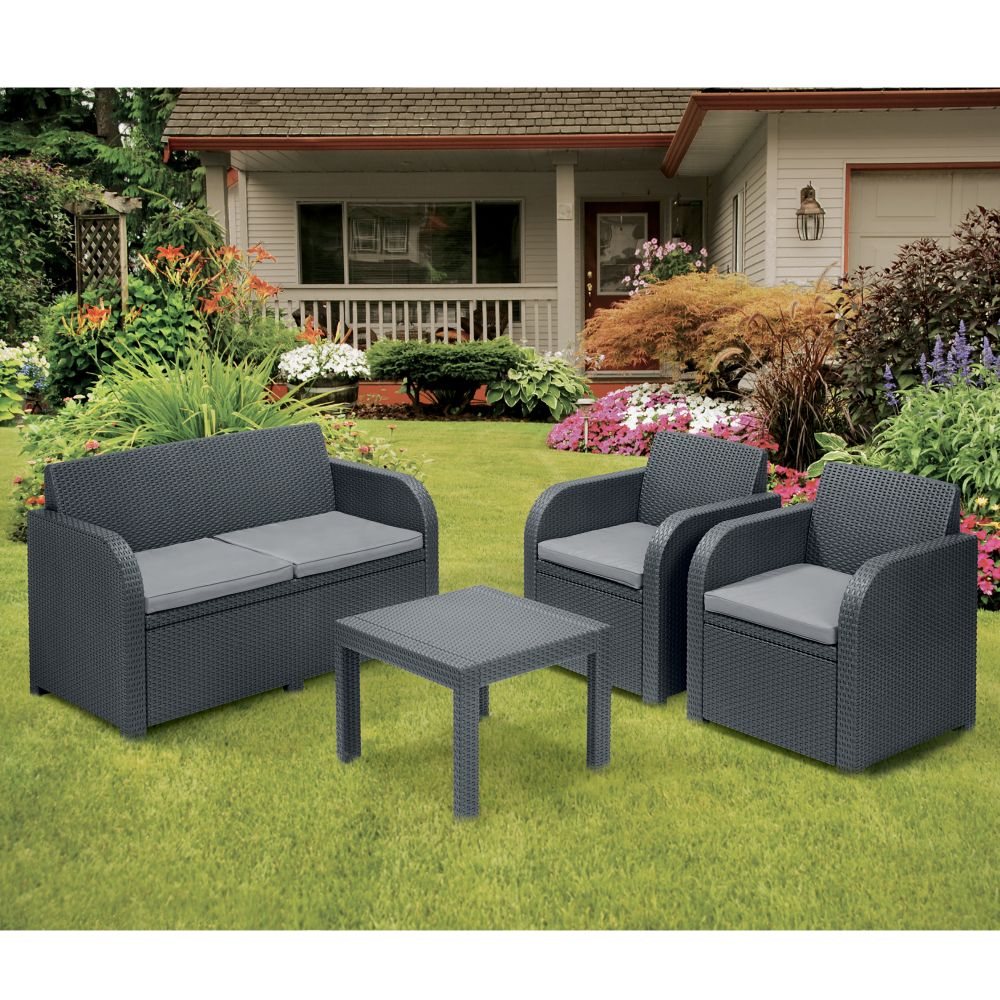 Keter vrtni set - garnitura GEORGIA (sofa + sto + stolica), siva boja slika 3