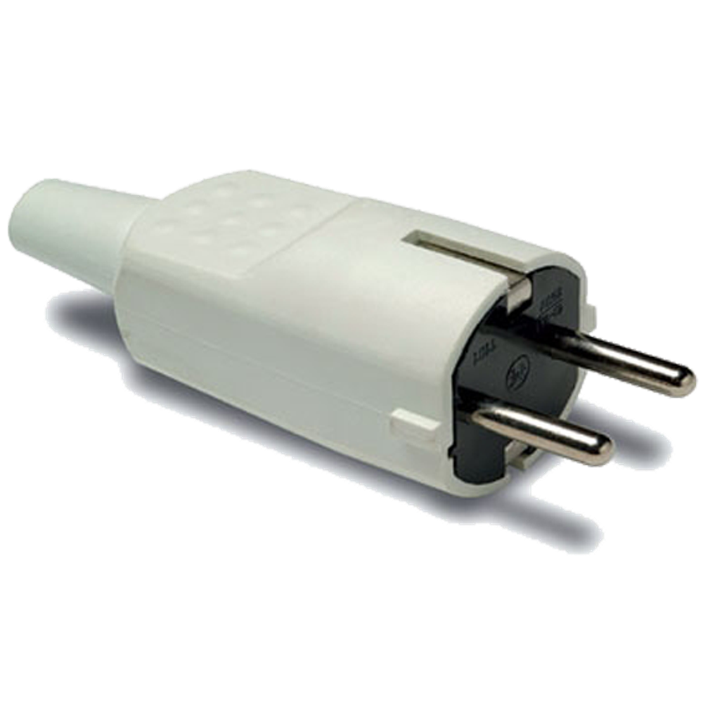 Famatel Strujni utikač 4.8mm Schuko, 2P+E, 16A/250V, bijeli - 1104-B slika 1