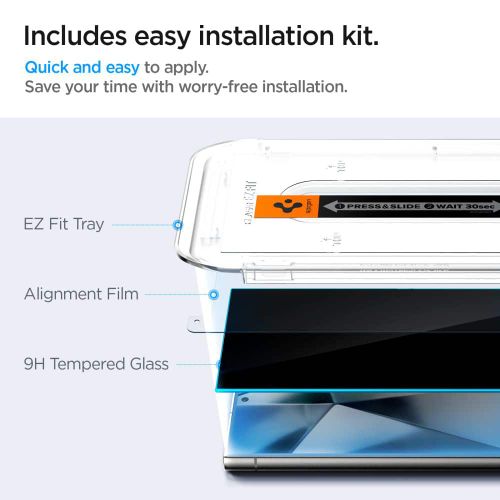 Spigen - Glas.tR EZ-FIT (2 kom) za Samsung Galaxy S24 Ultra - Privacy slika 5