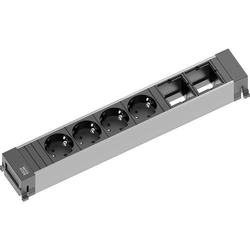 BACHMANN Napojni modul Power Frame 4xšuko + 2xprazno mesto srebrno-crni slika 1