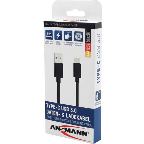 Ansmann USB kabel USB 3.2 gen. 1 (USB 3.0) USB-A utikač, USB-C® utikač 2.00 m crna aluminijski utikač, TPE plašt, utikač primjenjiv s obje strane 1700-0081 slika 5