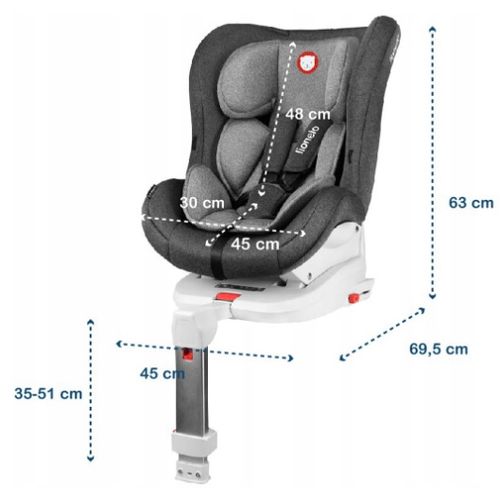 Lionelo autosjedalica Lennart, ISOFIX+noga, 0-18Kg, siva, 5g JAMSTVA slika 7