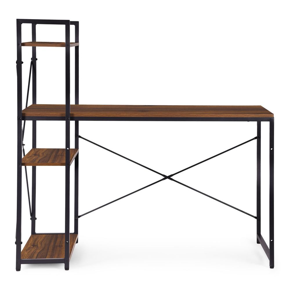 ModernHome uredski stol 120 × 60 cm s policom i 3 police – crno tamno smeđi slika 4