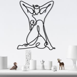 Geometric Nude Woman Black Decorative Metal Wall Accessory