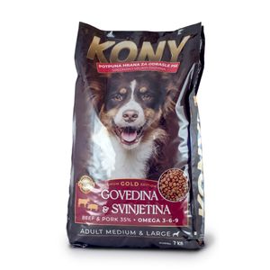 Kony Premium Potpuna hrana za odrasle pse srednjih i velikih pasmina, govedina i svinjetina, 7 kg