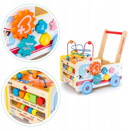 EcoToys multifunkcionalna drvena guralica ambulanta slika 8