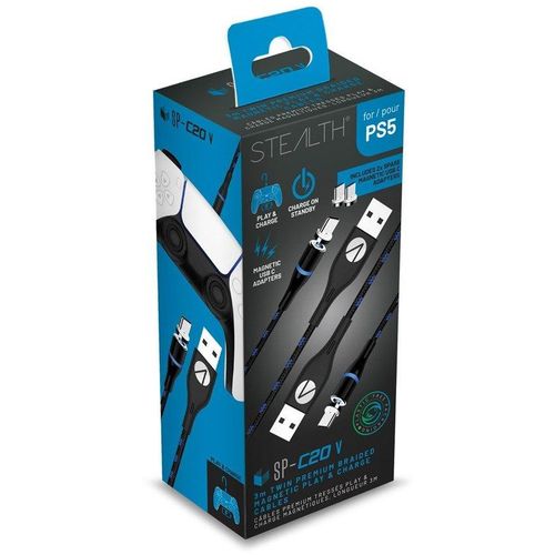 STEALTH PS5 TWIN MAGNETIC PLAY & CHARGE CABLES -2 X 3m slika 1