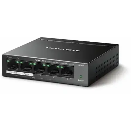 Svič 10/100/1000 5-port Mercusys MS105GP/4-Port PoE+ slika 3