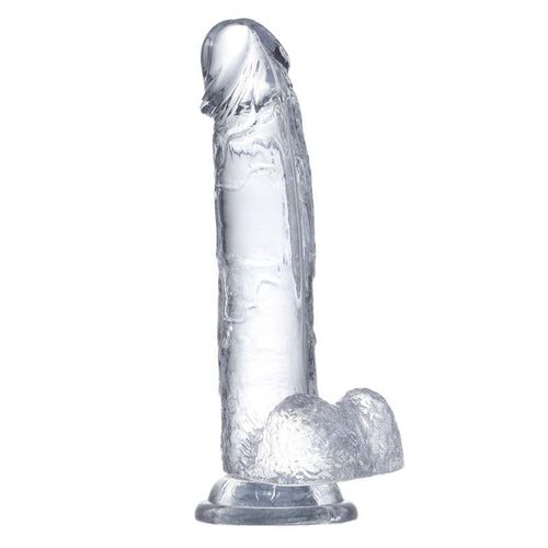 Glazed realistični prozirni dildo s testisima 18cm ili 22cm slika 22